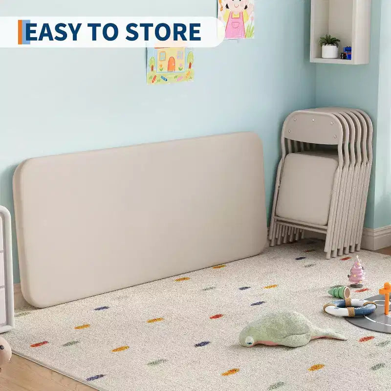Ensemble table et 2 chaises pliantes pour enfants, table et chaise portables avec coussin souple en PU, pour garderies et salles de classe, ensemble table et chaises d'activités pour enfants