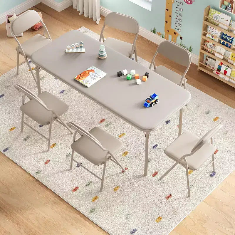Ensemble table et 2 chaises pliantes pour enfants, table et chaise portables avec coussin souple en PU, pour garderies et salles de classe, ensemble table et chaises d'activités pour enfants