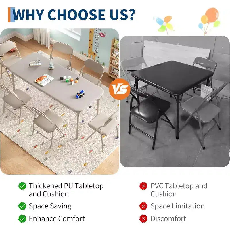 Ensemble table et 2 chaises pliantes pour enfants, table et chaise portables avec coussin souple en PU, pour garderies et salles de classe, ensemble table et chaises d'activités pour enfants