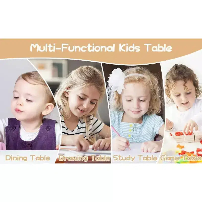 Ensemble table et chaises pour enfants réglable en hauteur avec rangement, bureau d'activités pour tout-petits avec plateau de table graffiti et pieds antidérapants pour le dessin et l'apprentissage