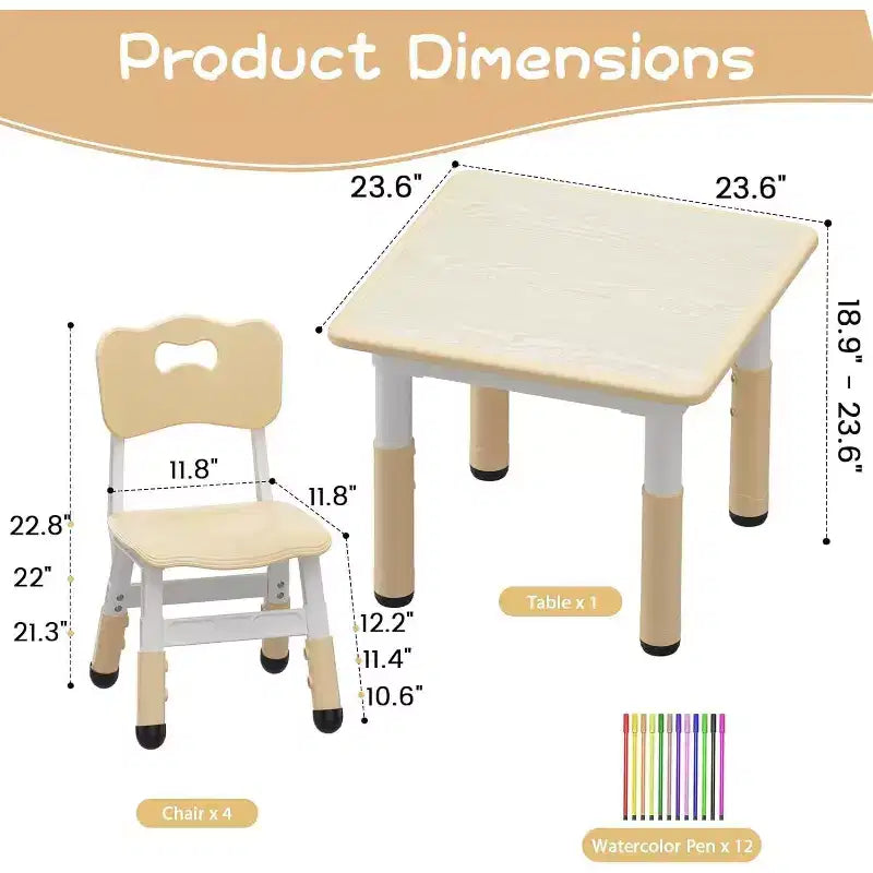Ensemble table et chaises pour enfants réglable en hauteur avec rangement, bureau d'activités pour tout-petits avec plateau de table graffiti et pieds antidérapants pour le dessin et l'apprentissage