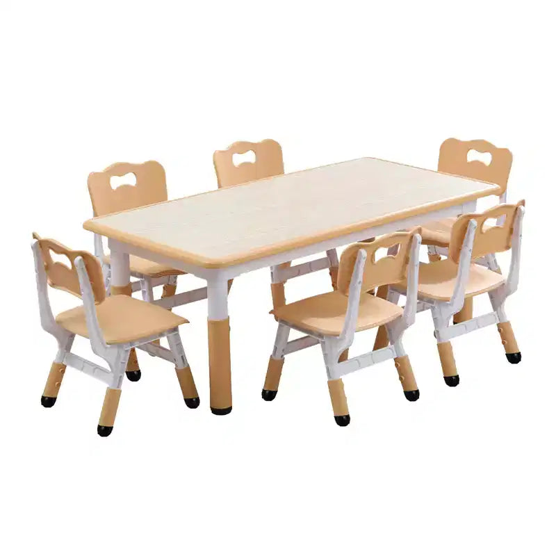 Table et 6 chaises pour enfants avec boîte de rangement, hauteur réglable, table et chaises d'activités pour tout-petits de 2 à 10 ans, plateau de table graffiti, pieds antidérapants