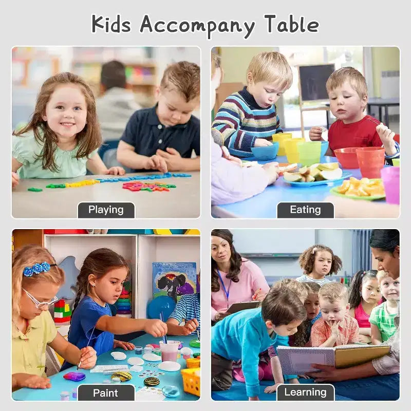 Table et 6 chaises pour enfants avec boîte de rangement, hauteur réglable, table et chaises d'activités pour tout-petits de 2 à 10 ans, plateau de table graffiti, pieds antidérapants