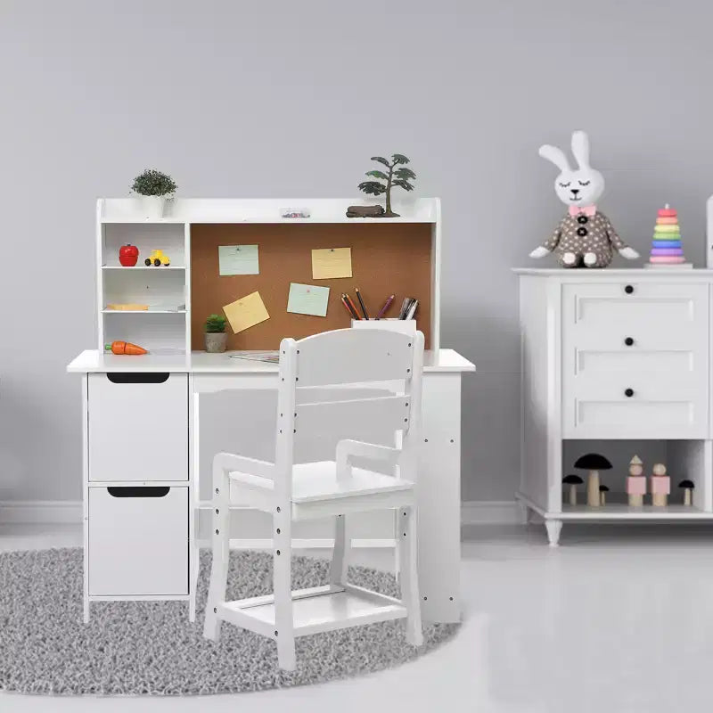 Ensemble bureau et chaise pour enfants avec étagère de rangement, parfait pour les chambres