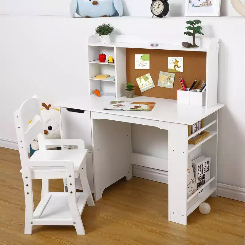 Ensemble bureau et chaise pour enfants avec étagère de rangement, parfait pour les chambres