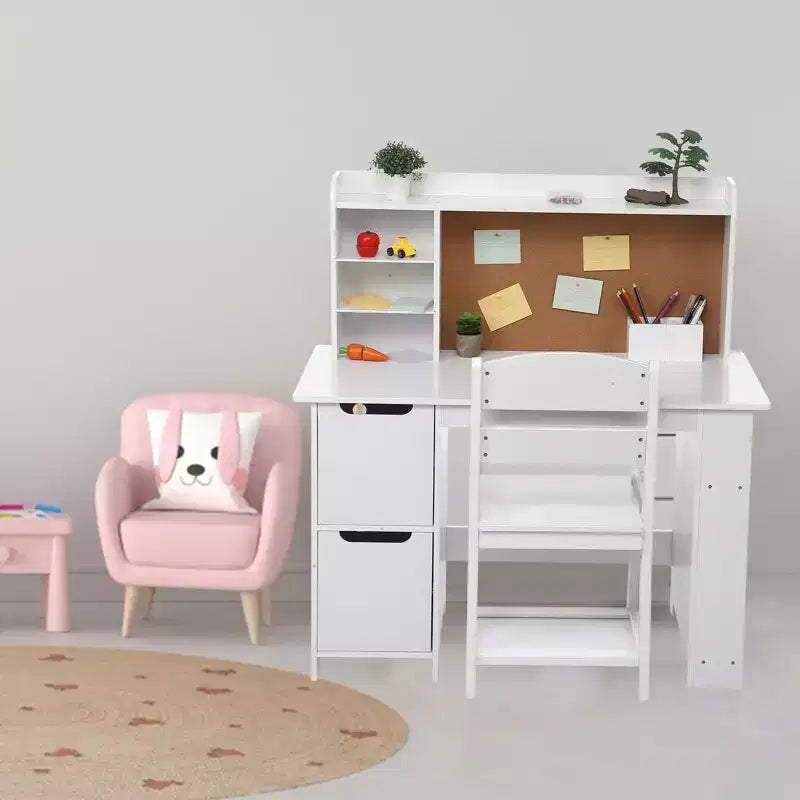 Ensemble bureau et chaise pour enfants avec étagère de rangement, parfait pour les chambres