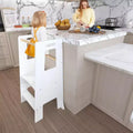 JVNOXK Children's Standing Tower, Kitchen Step Stool, Toddler Wooden Step Stool - Height Adjustable, for Kitchen Use, White