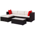 5-Piece Patio Furniture Set with Cushions, Outdoor PE Rattan Wicker Sofa Set, Sectional Furniture with Pillows, Glass Coffee Table for Garden