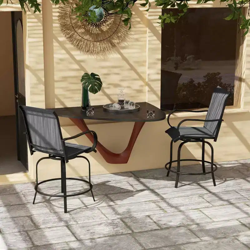 Lot de 2 tabourets de bar d'extérieur, chaises de bar pivotantes à 360 degrés, 26,75 x 29,5 x 48,5