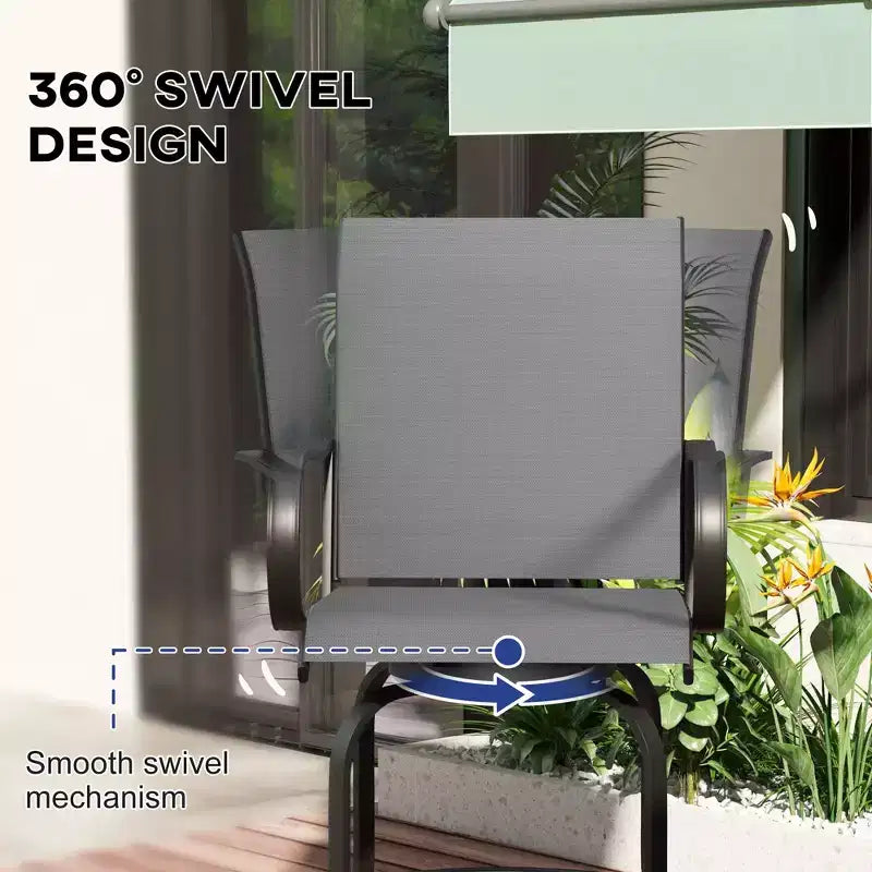 Lot de 2 tabourets de bar d'extérieur, chaises de bar pivotantes à 360 degrés, 26,75 x 29,5 x 48,5