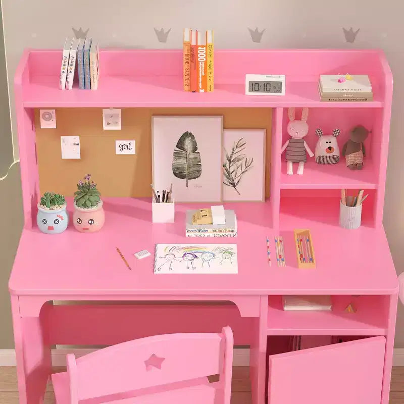 Ensemble Bureau et Chaise d'Étude pour Enfants avec Rangement, Table d'Apprentissage Ergonomique pour Tout-petits avec Étagère et Organiseur, Cadeau pour Garçons Filles de 3 à 8 Ans