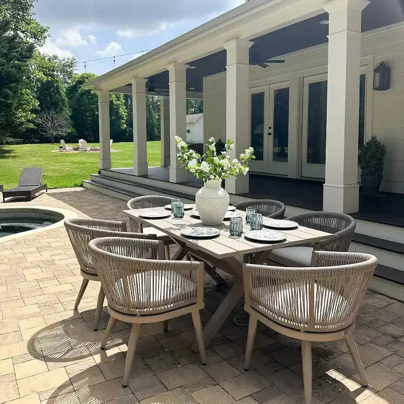 Ensemble de salle à manger de patio en osier toutes saisons, table et chaises d'extérieur en aluminium PURPLE LEAF, ensemble de meubles modernes pour la cuisine et le jardin