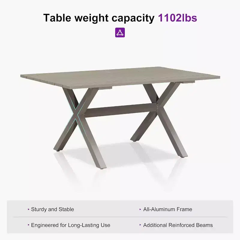 Ensemble de salle à manger de patio en osier toutes saisons, table et chaises d'extérieur en aluminium PURPLE LEAF, ensemble de meubles modernes pour la cuisine et le jardin