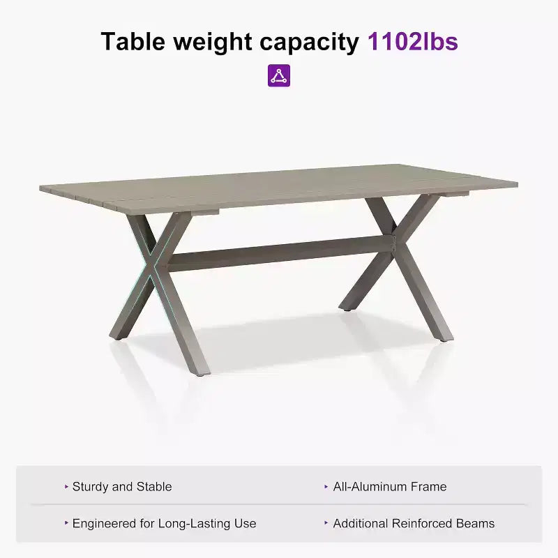 Ensemble de salle à manger de patio en osier toutes saisons, table et chaises d'extérieur en aluminium PURPLE LEAF, ensemble de meubles modernes pour la cuisine et le jardin