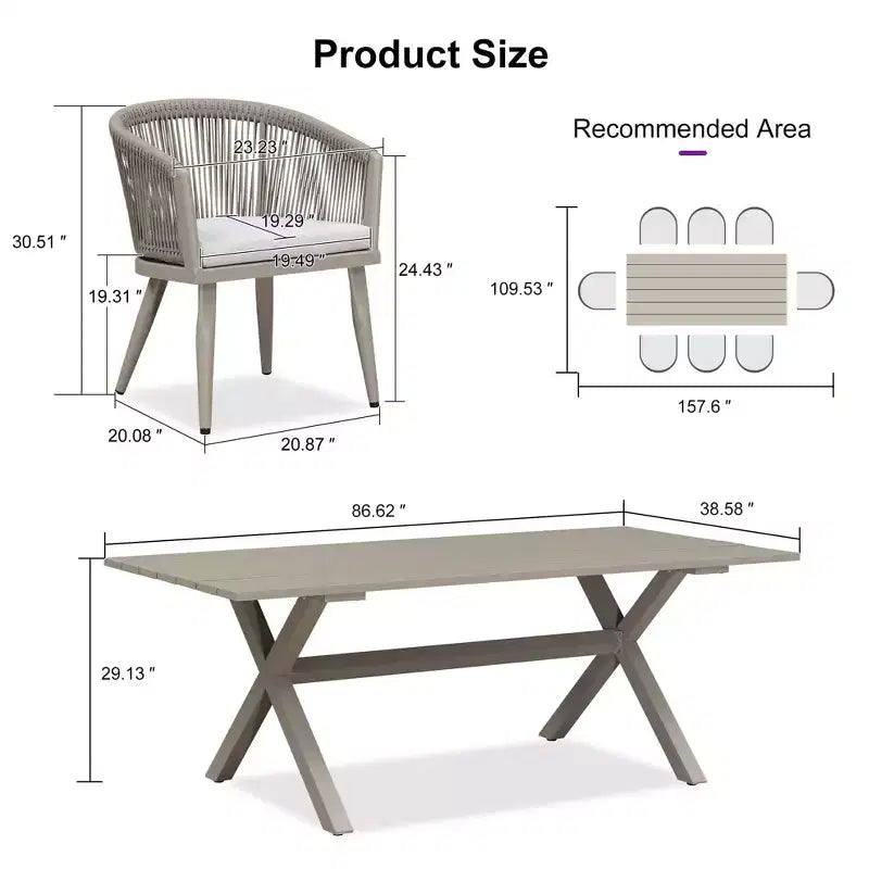 Ensemble de salle à manger de patio en osier toutes saisons, table et chaises d'extérieur en aluminium PURPLE LEAF, ensemble de meubles modernes pour la cuisine et le jardin