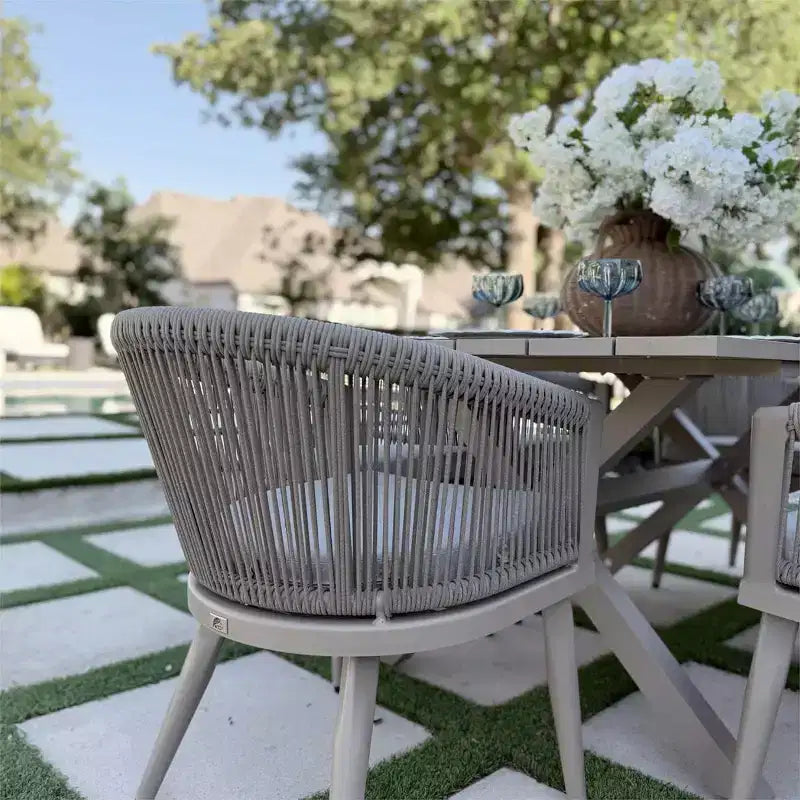 Ensemble de salle à manger de patio en osier toutes saisons, table et chaises d'extérieur en aluminium PURPLE LEAF, ensemble de meubles modernes pour la cuisine et le jardin