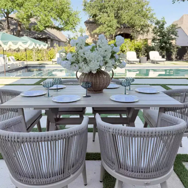 Ensemble de salle à manger de patio en osier toutes saisons, table et chaises d'extérieur en aluminium PURPLE LEAF, ensemble de meubles modernes pour la cuisine et le jardin
