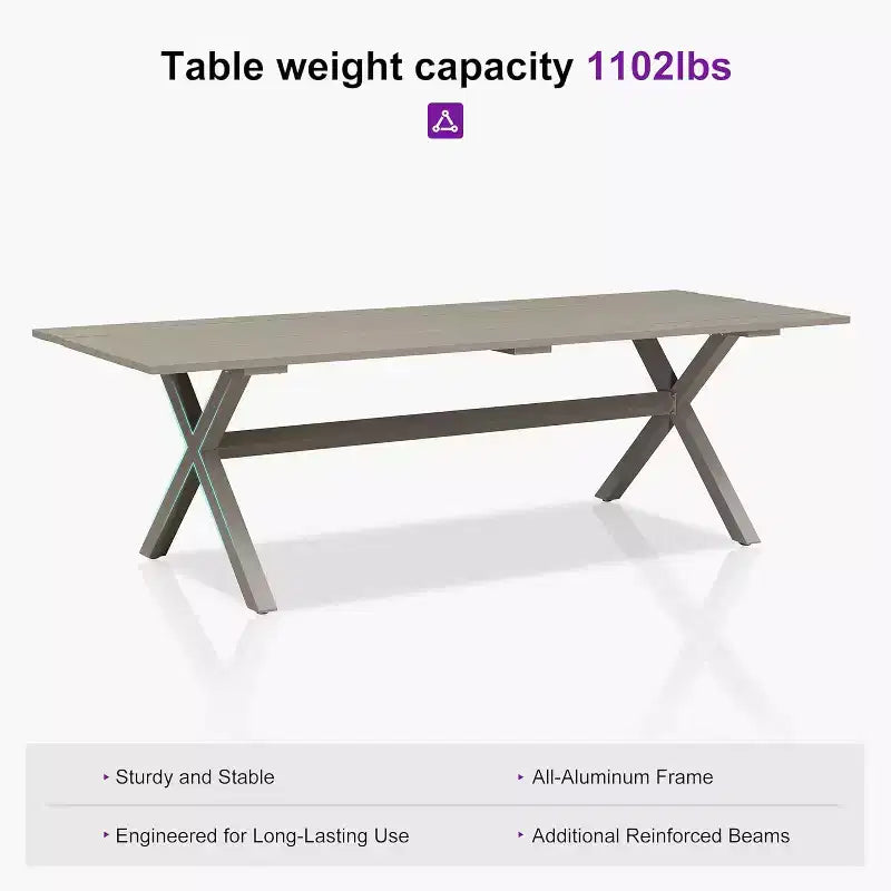 Ensemble de salle à manger de patio en osier toutes saisons, table et chaises d'extérieur en aluminium PURPLE LEAF, ensemble de meubles modernes pour la cuisine et le jardin