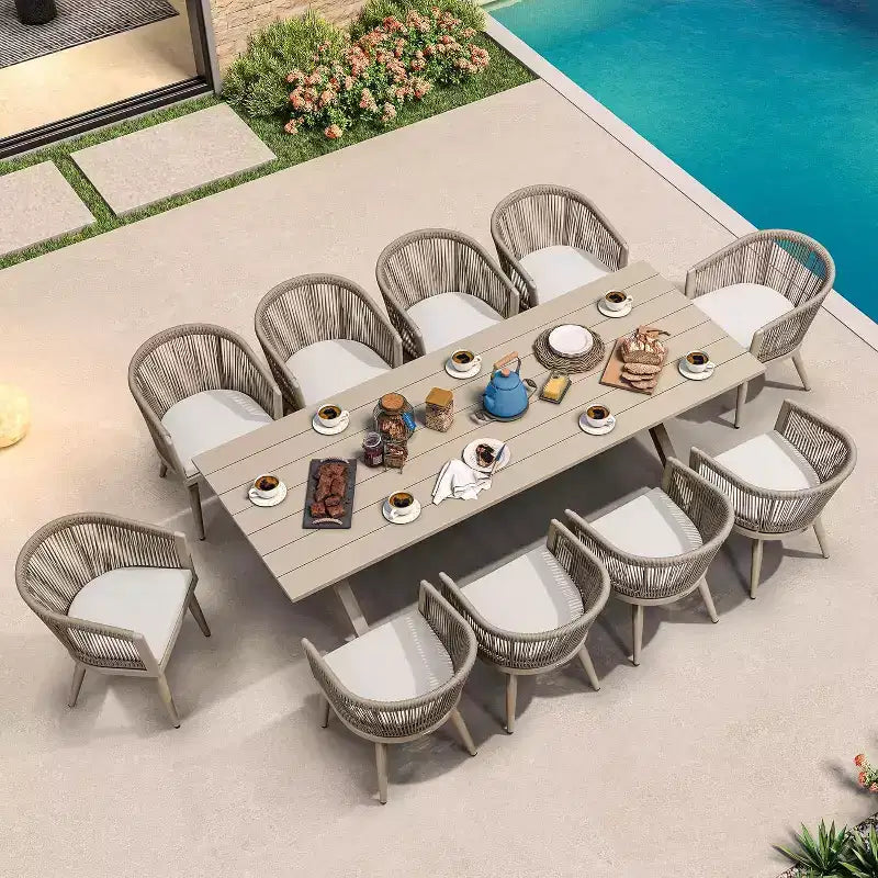 PURPLE LEAF Patio Dining Set All-Weather Wicker Aluminium Outdoor Table and Chairs Set for Backyard Decor Kitchen Modern Furniture Set