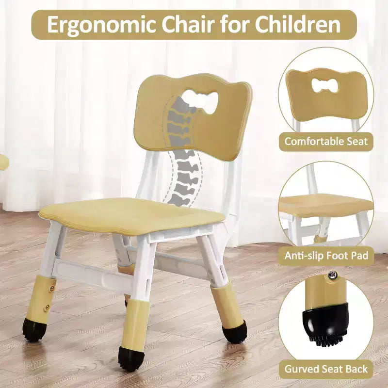Ensemble Table et 4 Chaises pour Enfants, Hauteur Réglable 48-60 cm, Pieds Antidérapants, Plateau Anti-Graffiti Facile à Nettoyer, Table d'Activités pour Tout-Petits à la Maison, en Crèche