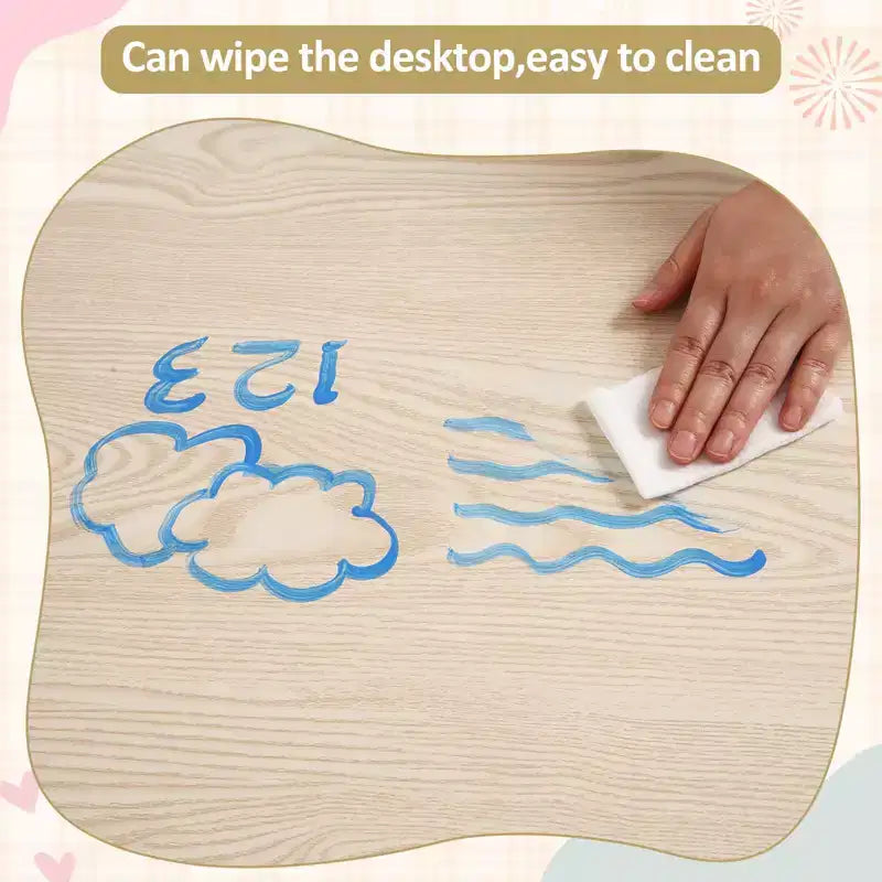 Ensemble Table et 4 Chaises pour Enfants, Hauteur Réglable 48-60 cm, Pieds Antidérapants, Plateau Anti-Graffiti Facile à Nettoyer, Table d'Activités pour Tout-Petits à la Maison, en Crèche