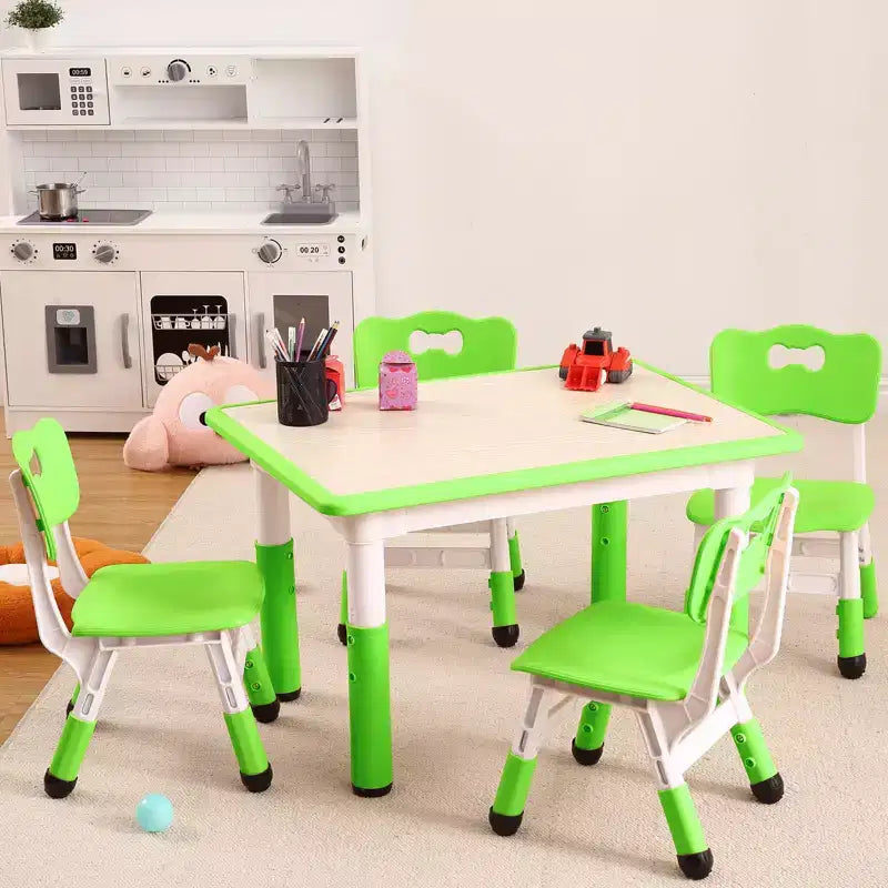 Ensemble Table et 4 Chaises pour Tout-Petits, Table Multi-Activités Réglable en Hauteur avec Plateau à Graffiti, Facile à Nettoyer, pour Salle de Classe, Crèche