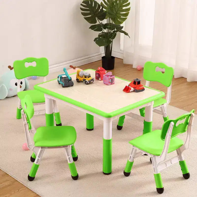 Ensemble Table et 4 Chaises pour Tout-Petits, Table Multi-Activités Réglable en Hauteur avec Plateau à Graffiti, Facile à Nettoyer, pour Salle de Classe, Crèche