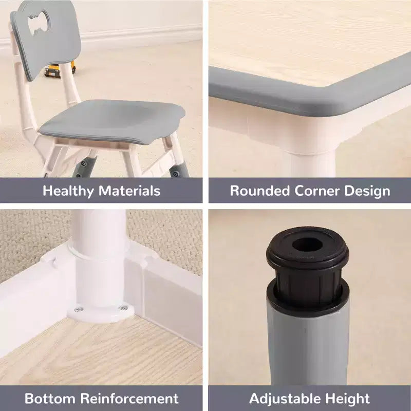 Ensemble Table et 4 Chaises pour Tout-Petits, Table Multi-Activités Réglable en Hauteur avec Plateau à Graffiti, Facile à Nettoyer, pour Salle de Classe, Crèche