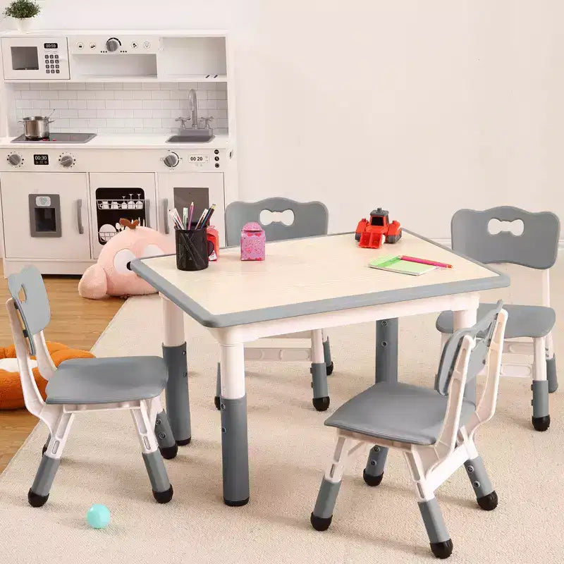 Ensemble Table et 4 Chaises pour Tout-Petits, Table Multi-Activités Réglable en Hauteur avec Plateau à Graffiti, Facile à Nettoyer, pour Salle de Classe, Crèche