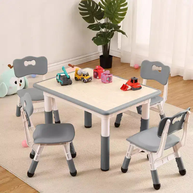 Ensemble Table et 4 Chaises pour Tout-Petits, Table Multi-Activités Réglable en Hauteur avec Plateau à Graffiti, Facile à Nettoyer, pour Salle de Classe, Crèche
