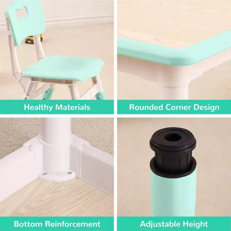 Ensemble Table et 4 Chaises pour Tout-Petits, Table Multi-Activités Réglable en Hauteur avec Plateau à Graffiti, Facile à Nettoyer, pour Salle de Classe, Crèche