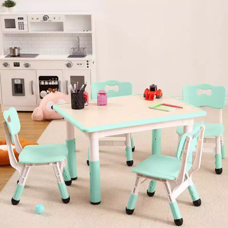 Ensemble Table et 4 Chaises pour Tout-Petits, Table Multi-Activités Réglable en Hauteur avec Plateau à Graffiti, Facile à Nettoyer, pour Salle de Classe, Crèche