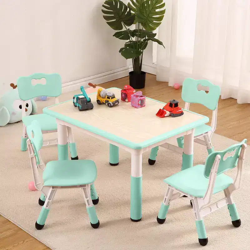 Ensemble Table et 4 Chaises pour Tout-Petits, Table Multi-Activités Réglable en Hauteur avec Plateau à Graffiti, Facile à Nettoyer, pour Salle de Classe, Crèche
