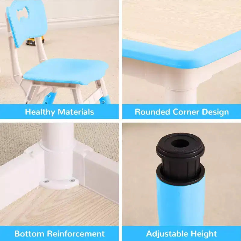 Ensemble Table et 4 Chaises pour Tout-Petits, Table Multi-Activités Réglable en Hauteur avec Plateau à Graffiti, Facile à Nettoyer, pour Salle de Classe, Crèche
