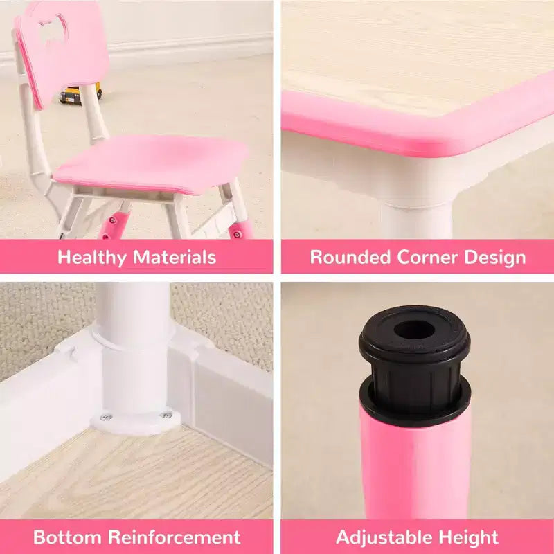 Ensemble Table et 4 Chaises pour Tout-Petits, Table Multi-Activités Réglable en Hauteur avec Plateau à Graffiti, Facile à Nettoyer, pour Salle de Classe, Crèche