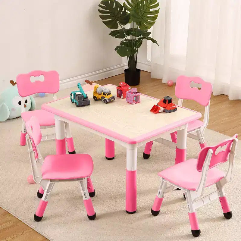 Ensemble Table et 4 Chaises pour Tout-Petits, Table Multi-Activités Réglable en Hauteur avec Plateau à Graffiti, Facile à Nettoyer, pour Salle de Classe, Crèche