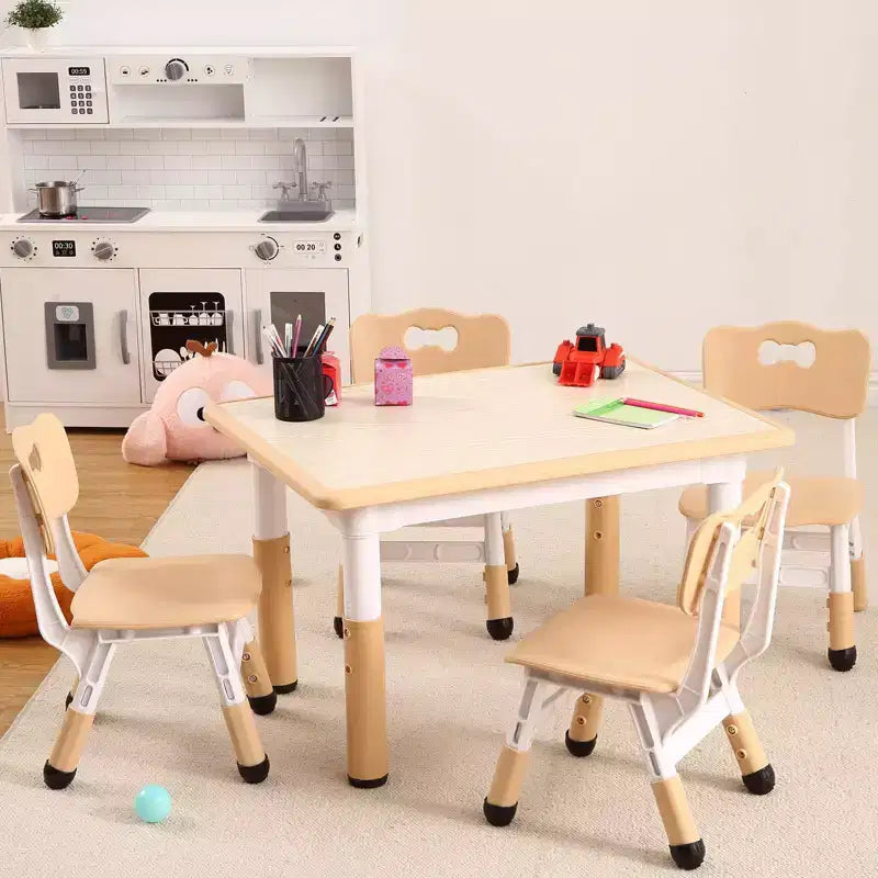 Ensemble Table et 4 Chaises pour Tout-Petits, Table Multi-Activités Réglable en Hauteur avec Plateau à Graffiti, Facile à Nettoyer, pour Salle de Classe, Crèche
