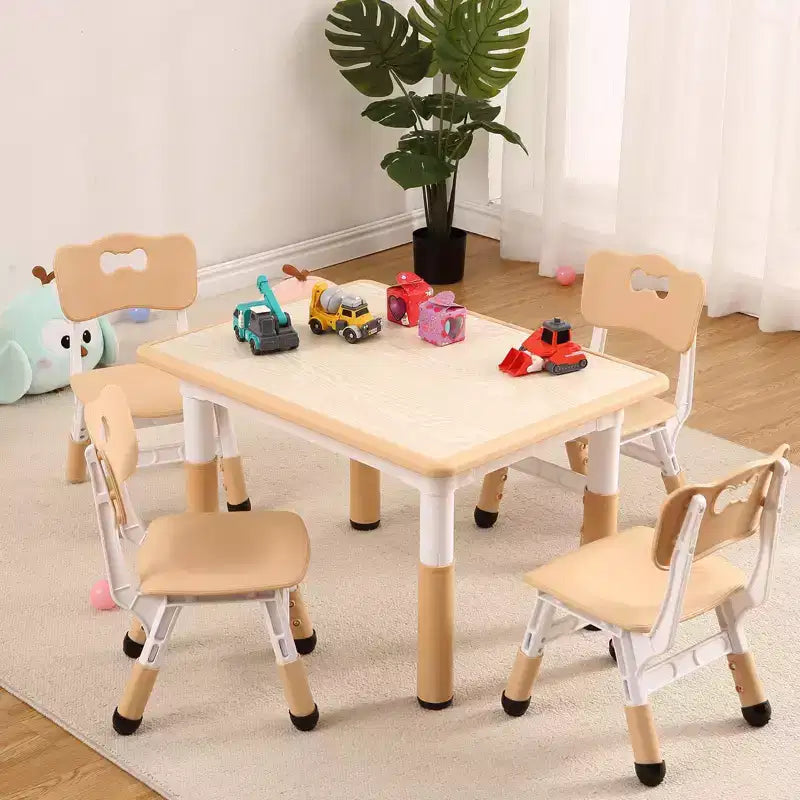 Ensemble Table et 4 Chaises pour Tout-Petits, Table Multi-Activités Réglable en Hauteur avec Plateau à Graffiti, Facile à Nettoyer, pour Salle de Classe, Crèche
