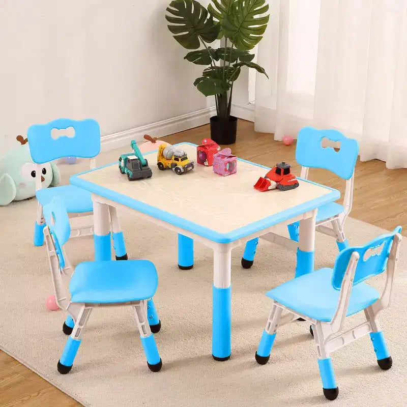 Ensemble Table et 4 Chaises pour Tout-Petits, Table Multi-Activités Réglable en Hauteur avec Plateau à Graffiti, Facile à Nettoyer, pour Salle de Classe, Crèche