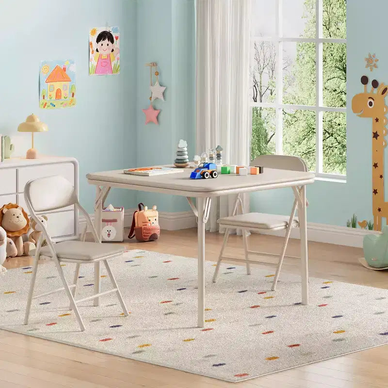 3 Piece Folding Kids Table and Chairs Set, Children Activity Table and Chairs Set for Dining Room, Daycare, Classrooms
