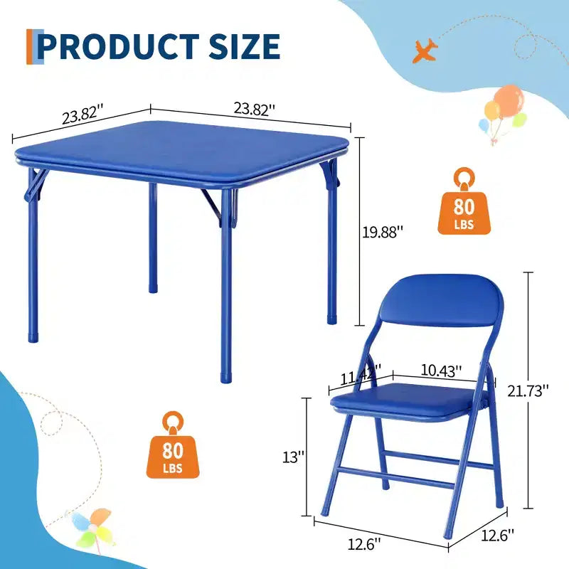 Ensemble table et 2 chaises pliantes pour enfants, ensemble table et chaises d'activités pour enfants pour salle à manger, garderie, salles de classe