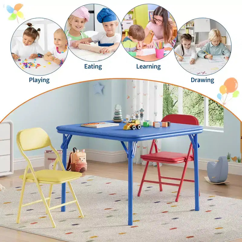 Ensemble table et 2 chaises pliantes pour enfants, ensemble table et chaises d'activités pour enfants pour salle à manger, garderie, salles de classe