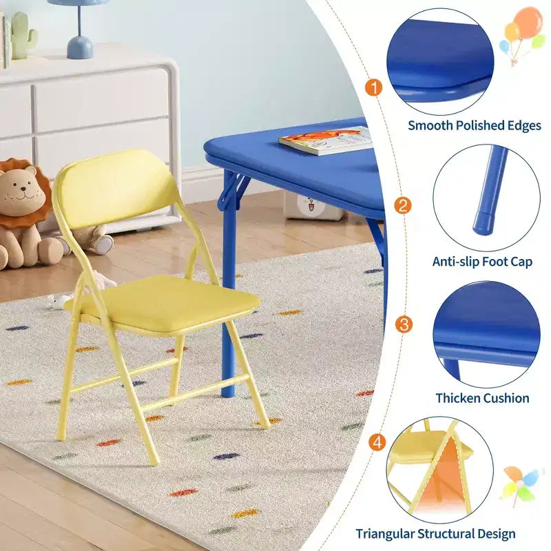 Ensemble table et 2 chaises pliantes pour enfants, ensemble table et chaises d'activités pour enfants pour salle à manger, garderie, salles de classe