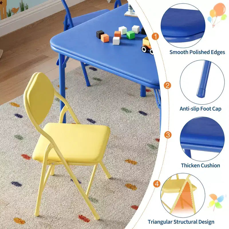 Ensemble table et 2 chaises pliantes pour enfants, ensemble table et chaises d'activités pour enfants pour salle à manger, garderie, salles de classe