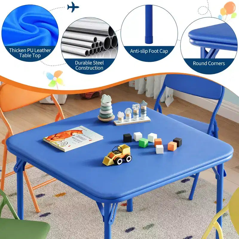 Ensemble table et 2 chaises pliantes pour enfants, ensemble table et chaises d'activités pour enfants pour salle à manger, garderie, salles de classe