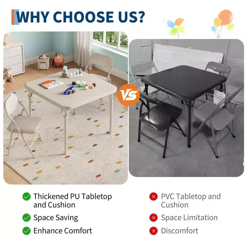 Ensemble table et 2 chaises pliantes pour enfants, ensemble table et chaises d'activités pour enfants pour salle à manger, garderie, salles de classe