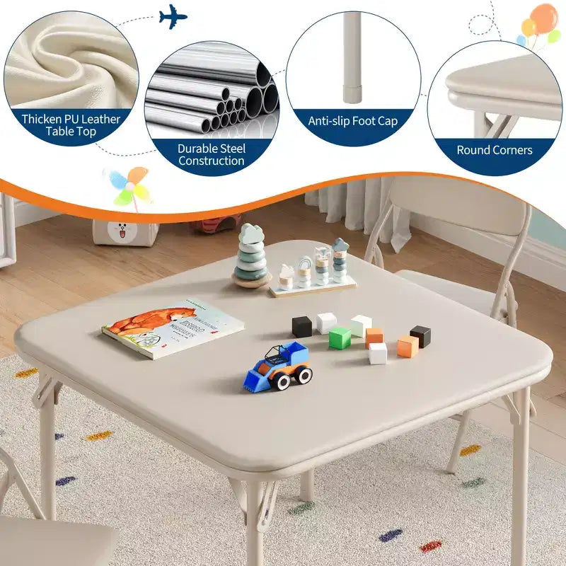 Ensemble table et 2 chaises pliantes pour enfants, ensemble table et chaises d'activités pour enfants pour salle à manger, garderie, salles de classe