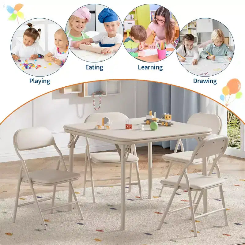 Ensemble table et 2 chaises pliantes pour enfants, ensemble table et chaises d'activités pour enfants pour salle à manger, garderie, salles de classe