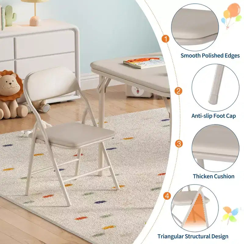 Ensemble table et 2 chaises pliantes pour enfants, ensemble table et chaises d'activités pour enfants pour salle à manger, garderie, salles de classe