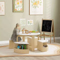 JVNOXK Children's Desk and Chair Set, 5-Piece Toddler Desk and Chair with Storage Space, Suitable for Playrooms, Daycare Centers White
